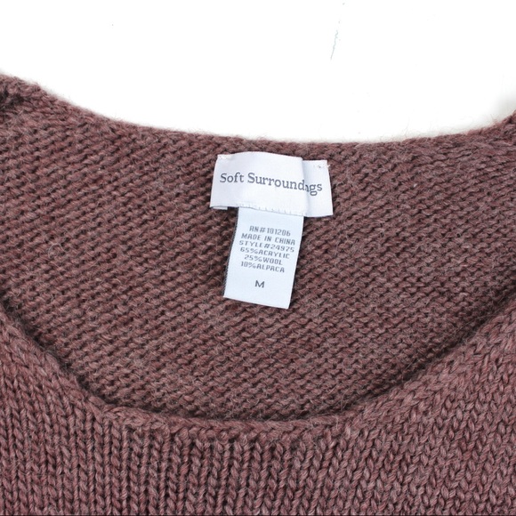 SOFT SURROUNDINGS Mauve Cozy Knit Sweater with Scoop Neck Wool & Alpaca Blend - Picture 5 of 12
